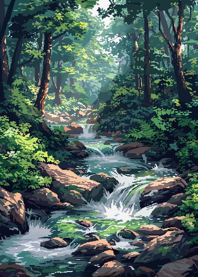 River Forest Pixel Art
