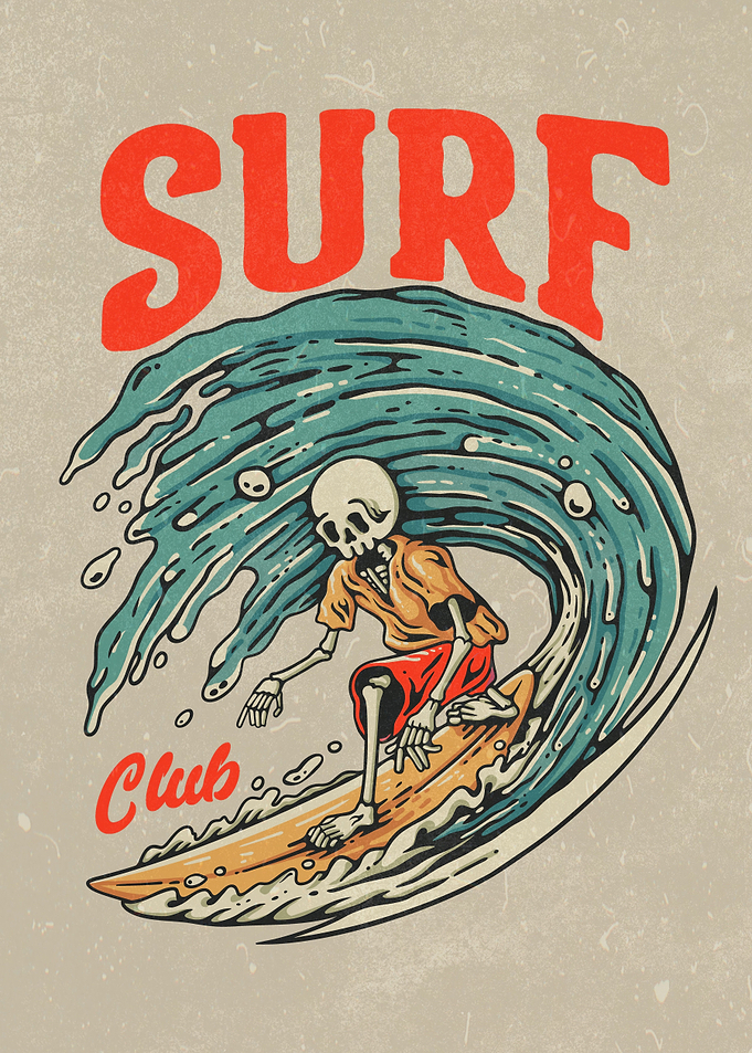 Surfing Hawaii retro