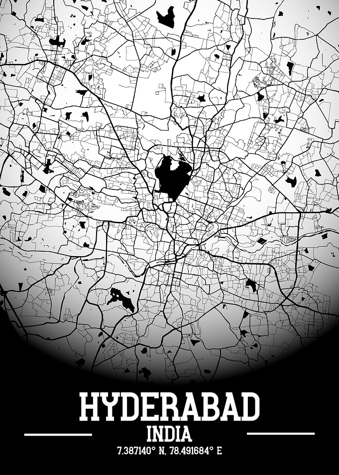 Hyderabad City Map White