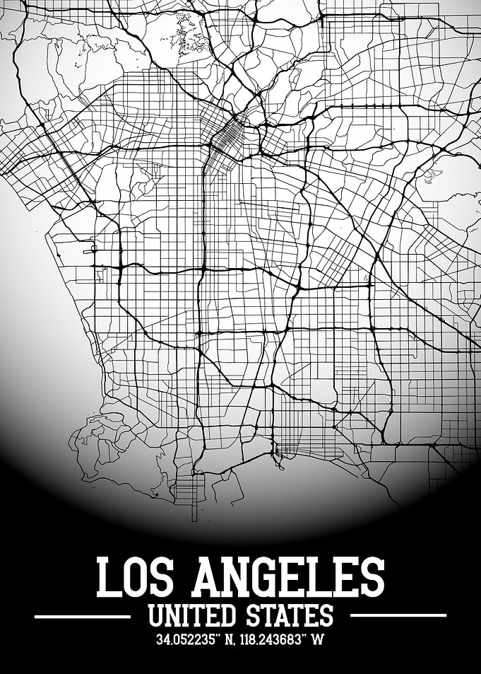 Los Angeles City Map White