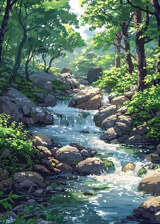 River Nature Pixel Art