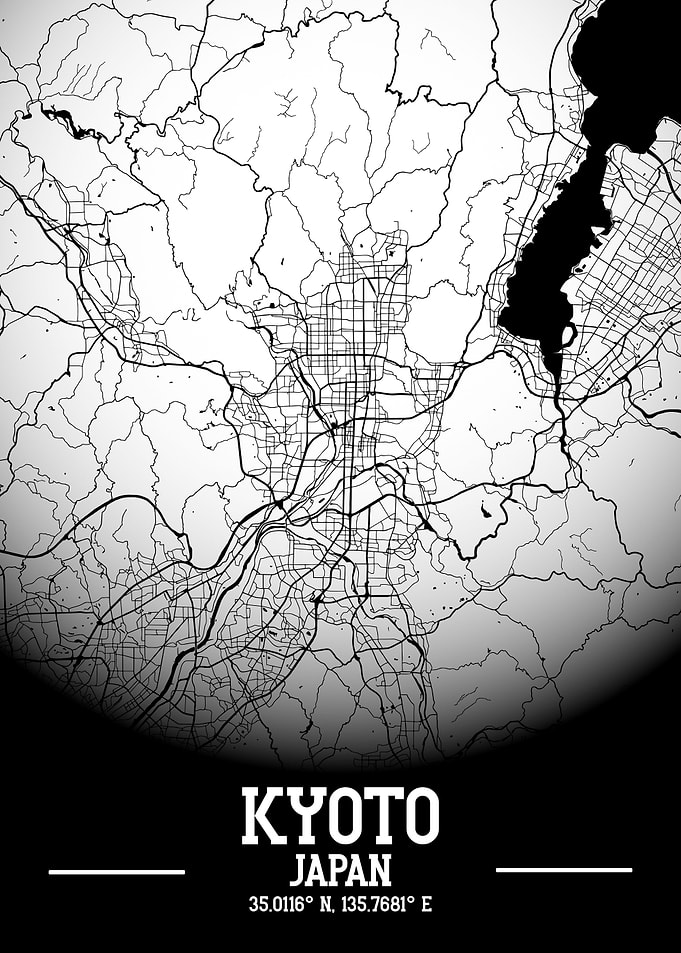 Kyoto City Map White