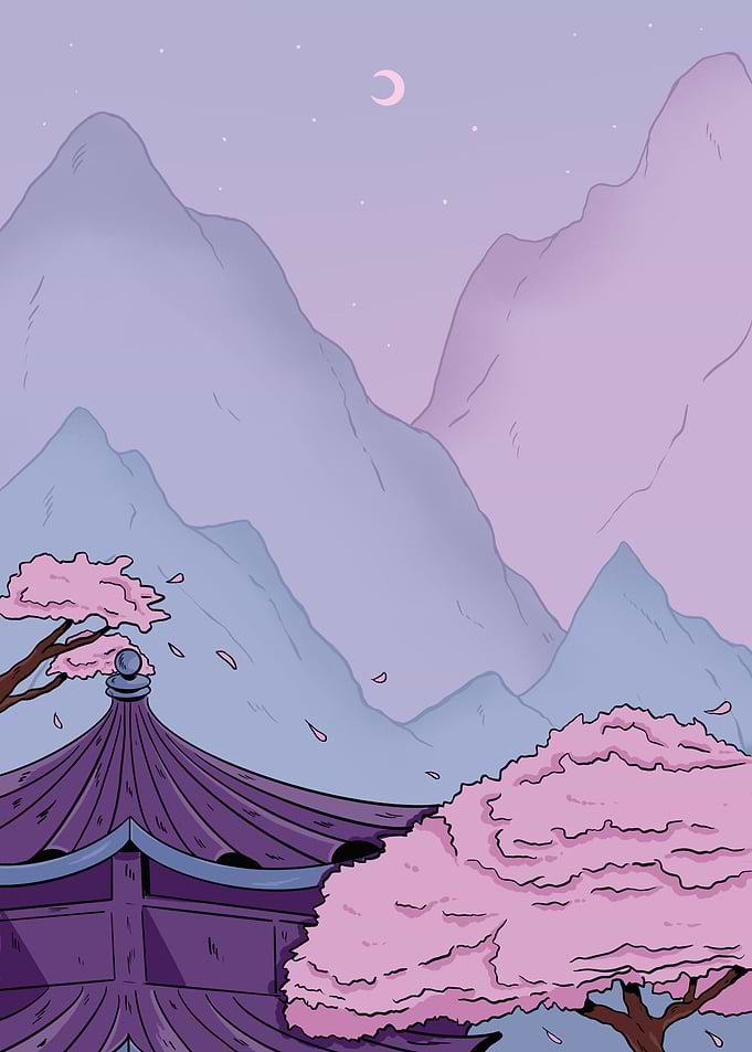 Sakura and the mountains