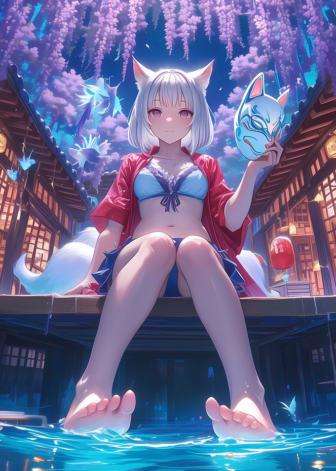 Nine Tailed Fox Moonlit