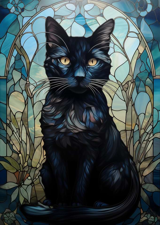 Black Cat Kintsugi Art