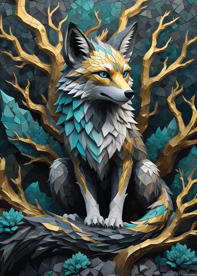 Fox Kintsugi art
