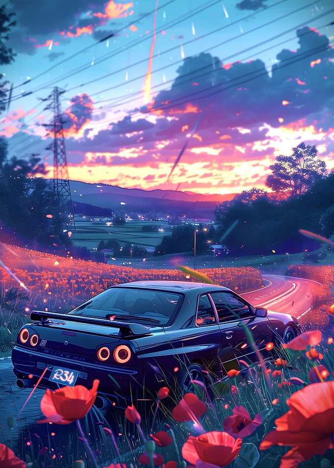 Nissan R34 Flower Garden