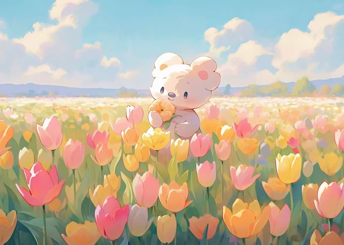 Adorable bear tulips