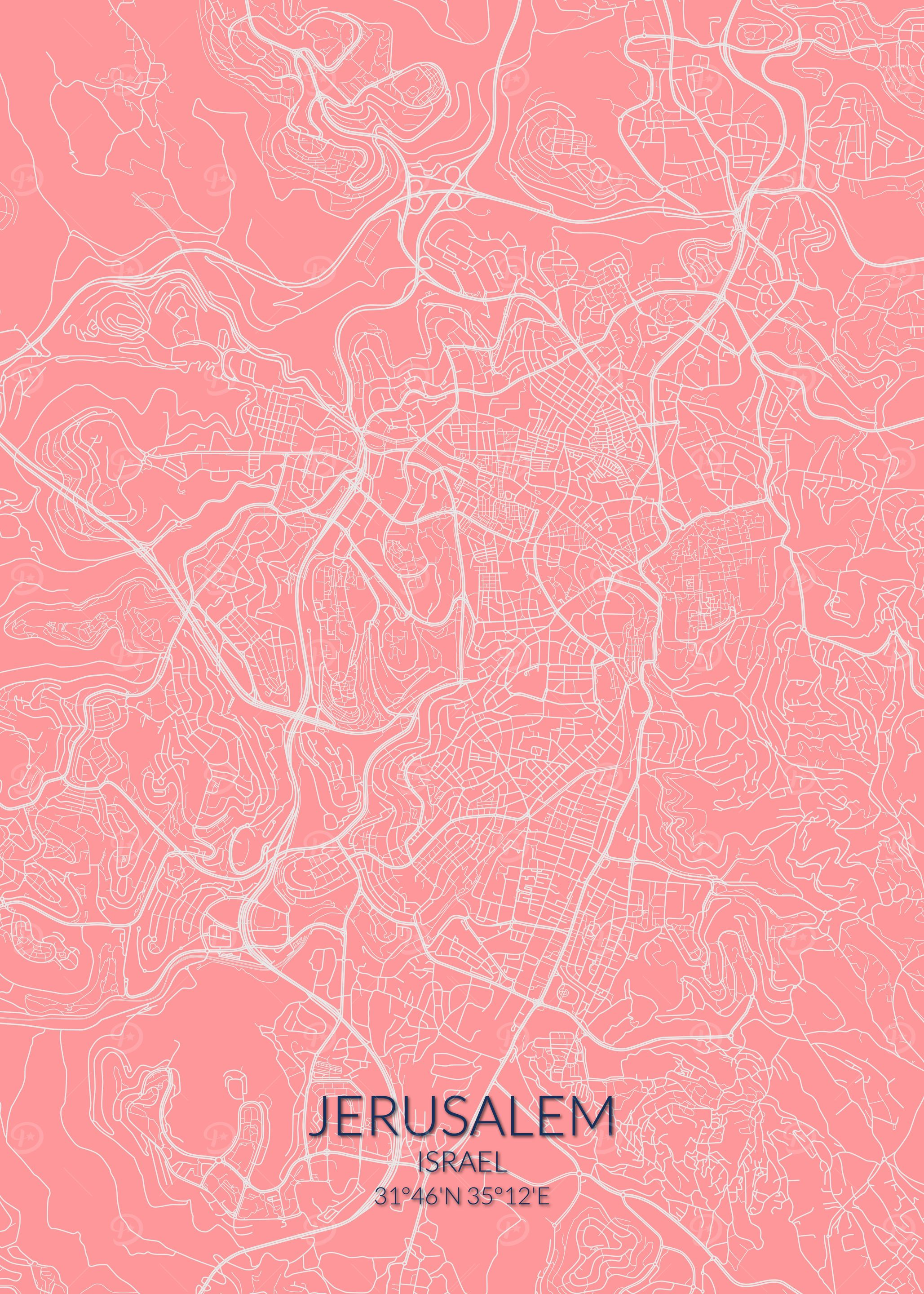 Jerusalem Pink Rose Map