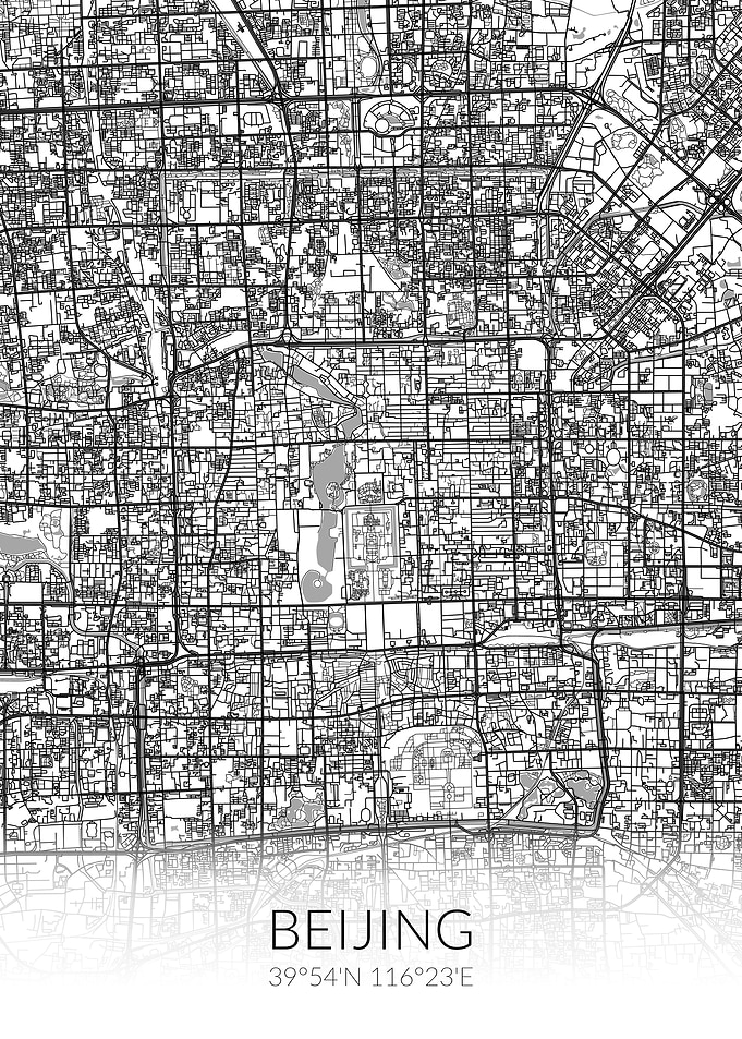 Beijing White Map