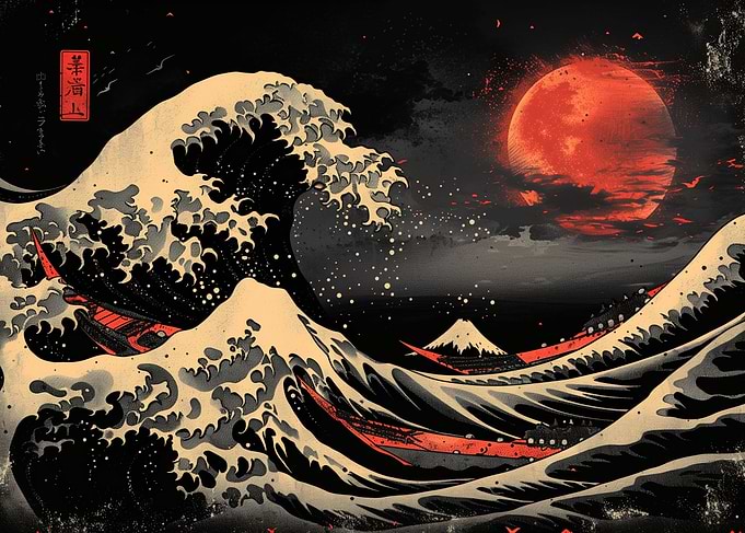 Blood Moon Great wave