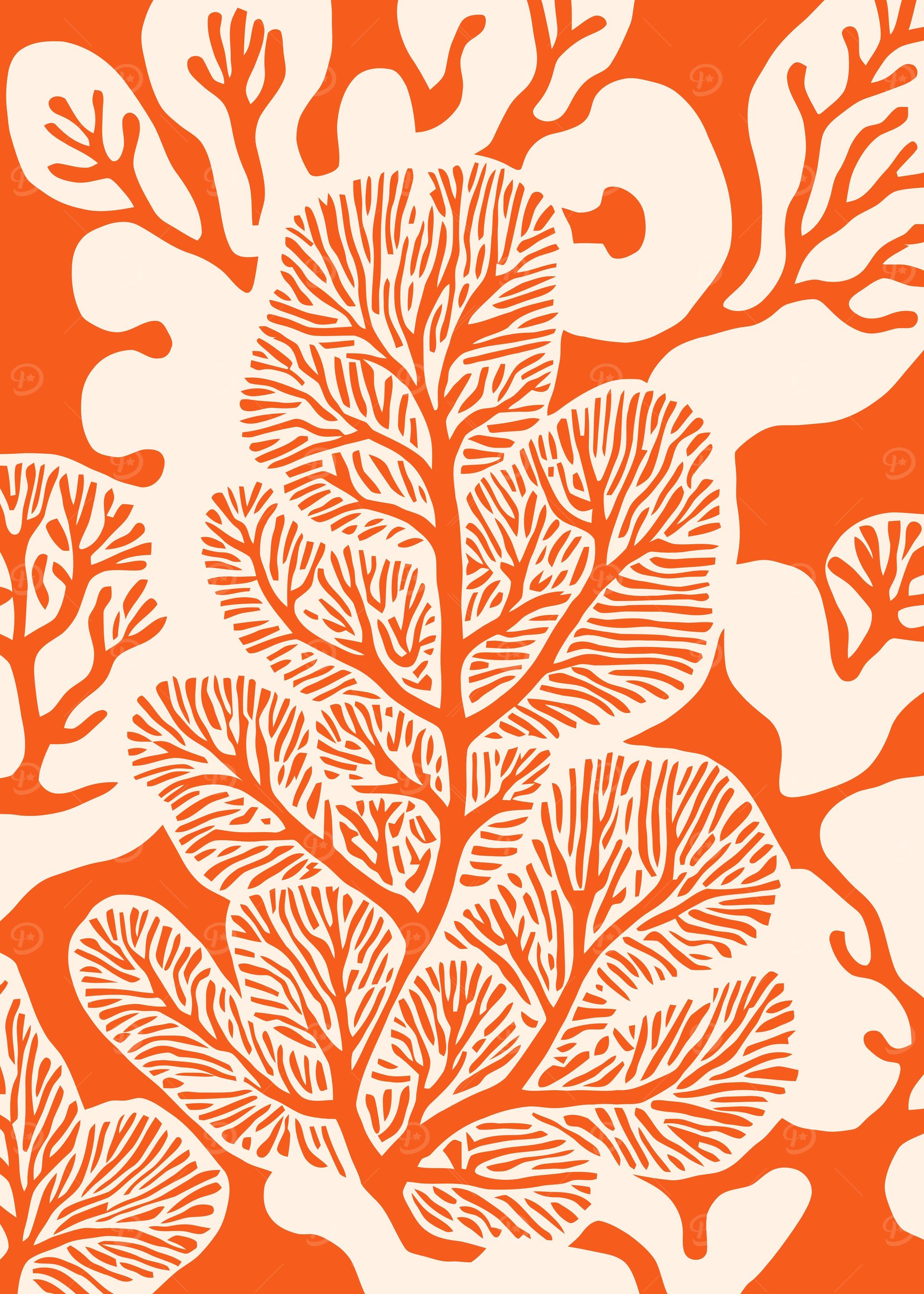 Orange Coral Leaves