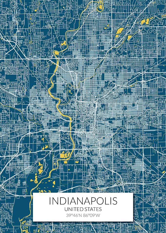 Indianapolis Blue Map