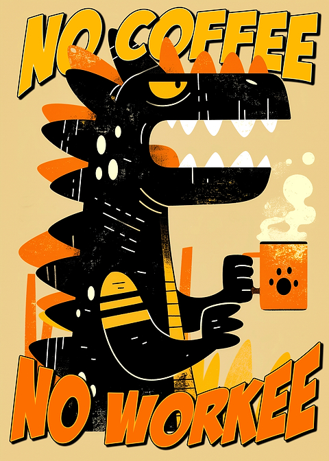 Caffeine Creature Alert — kitchen metal wall art
