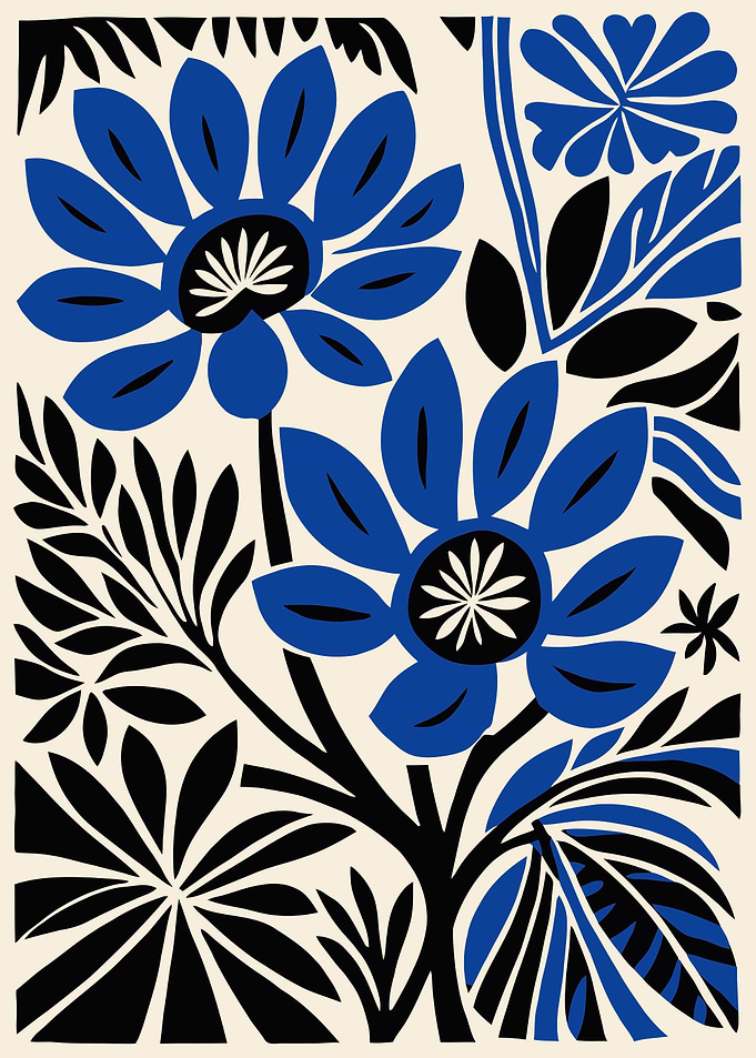 Retro Blue Flowers