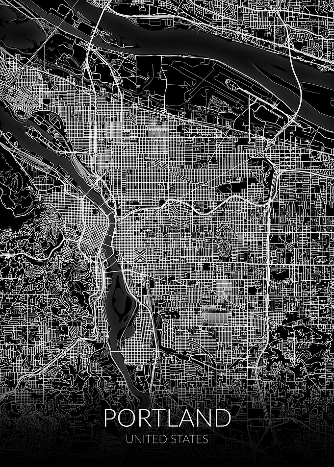 Portland Black Map