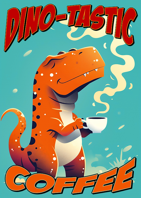 Dinotastic Coffee — kitchen metal wall art