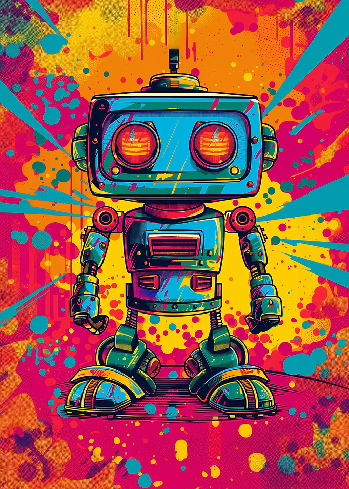 Vibrant Retro Robot Art