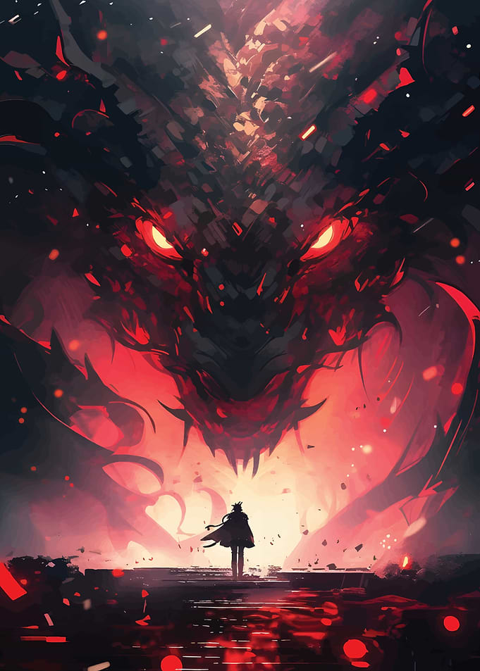 Anime Samurai with Dragon