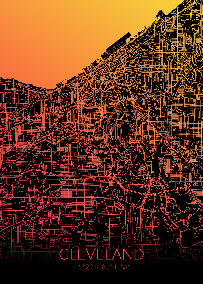 Cleveland Black Orange Map