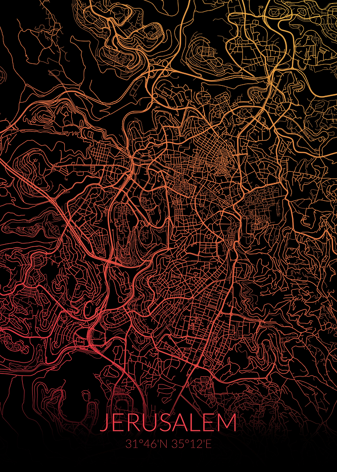 Jerusalem Black Orange Map