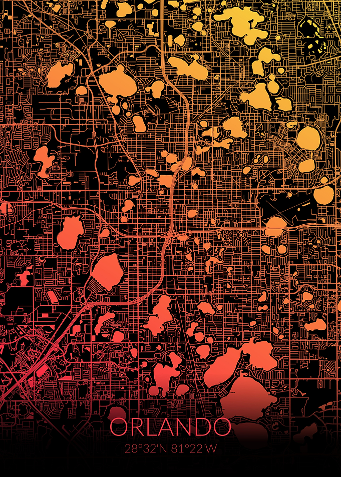 Orlando Black Orange Map