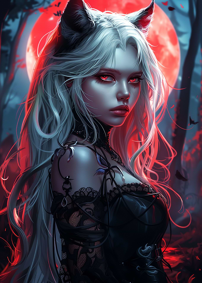 Blood Moon Anime Girl