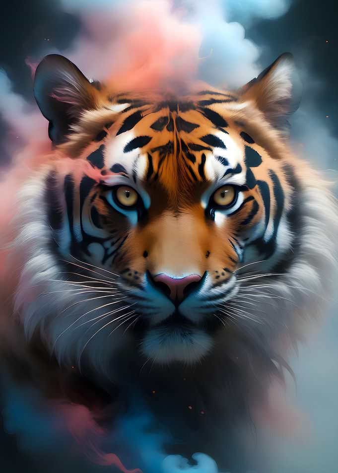 tiger art face smoke