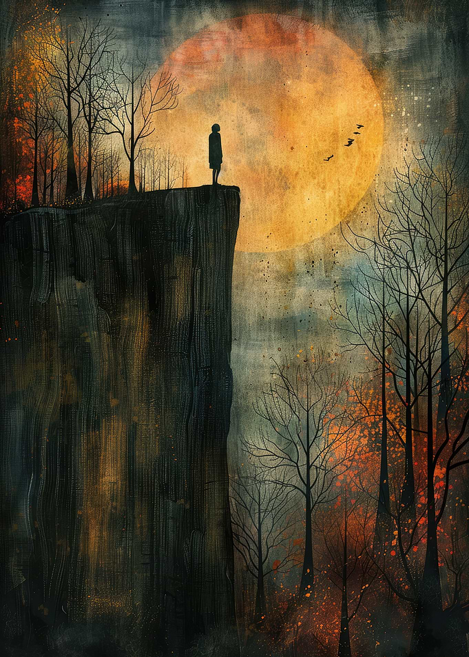 Lonely Moonlit Cliff