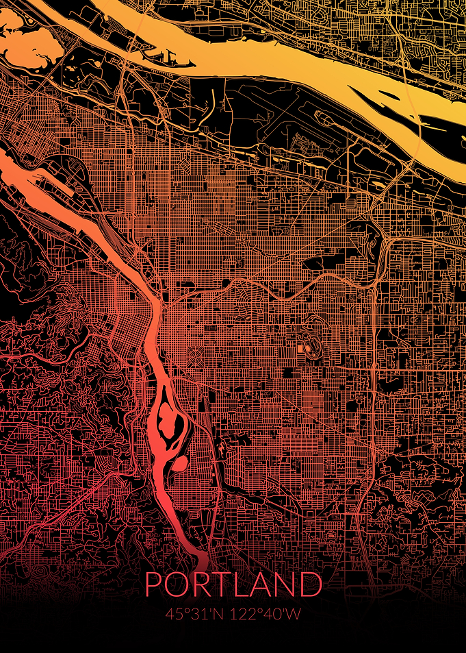 Portland Black Orange Map