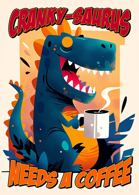 Jurassic Java Jolt — kitchen metal wall art