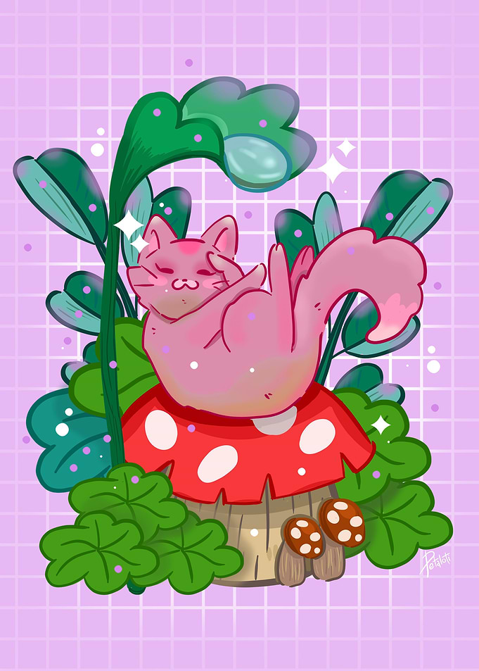 Pink Sleeping Kitty