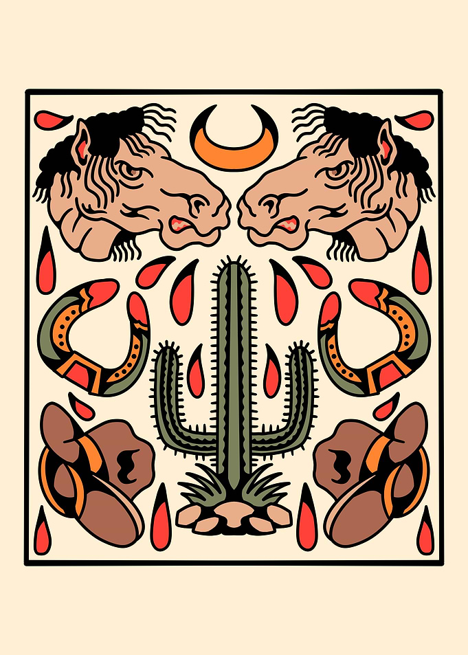 cowboy tattoo flash