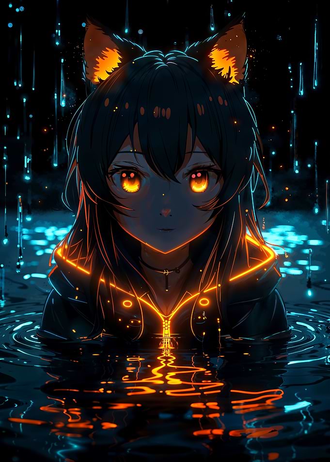 neon glow anime girl