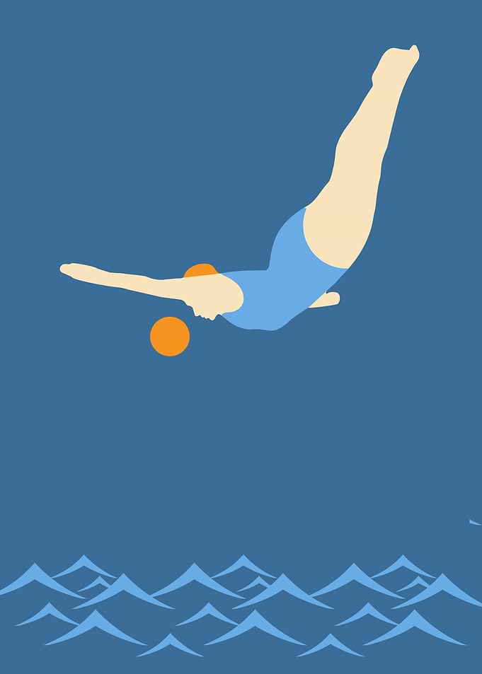 woman diving into the sea