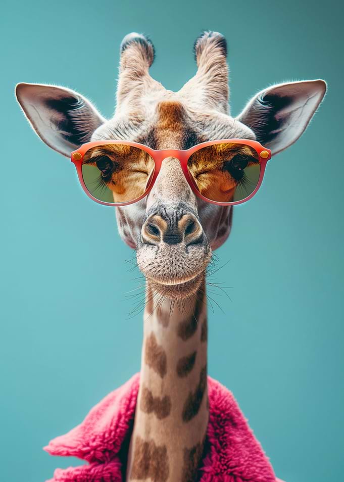 Cute giraffe with glasses