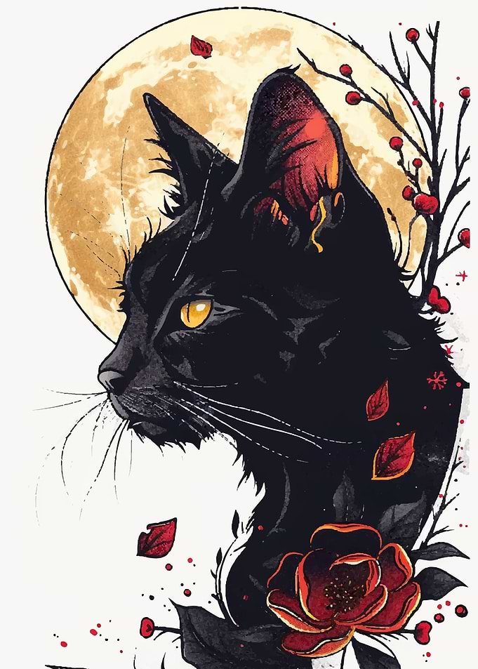 Cat and flower