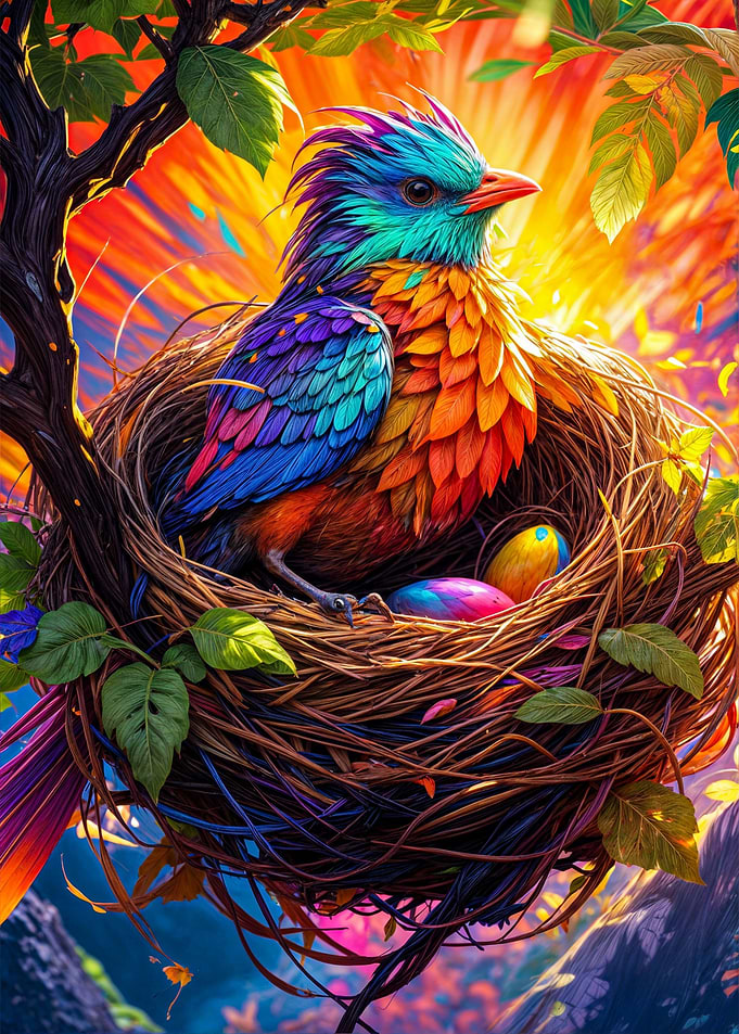 Colorful bird nest