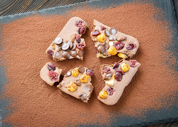 Chocolate bar with nuts