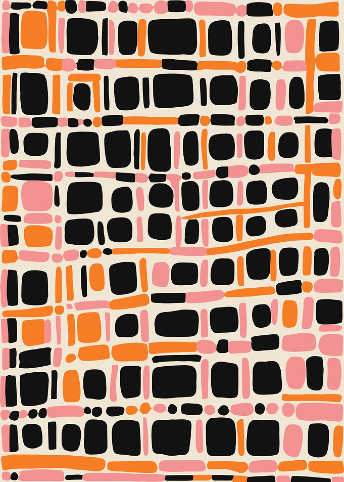 Pink Orange Modern Art