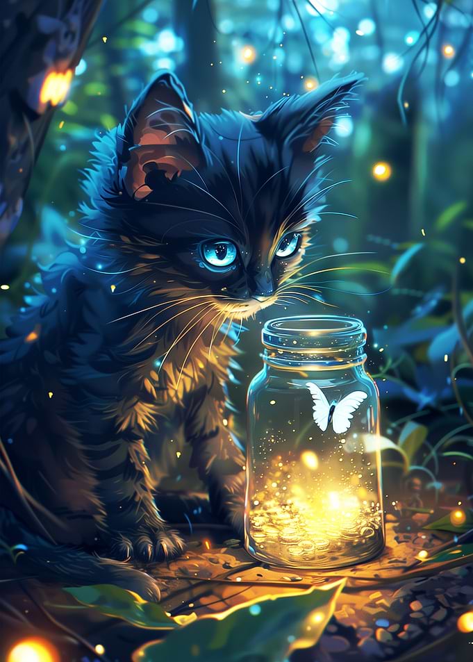 Cute Cat With Butterfly
