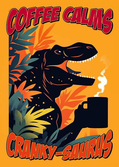 Cranky Saurus Coffee — kitchen metal wall art