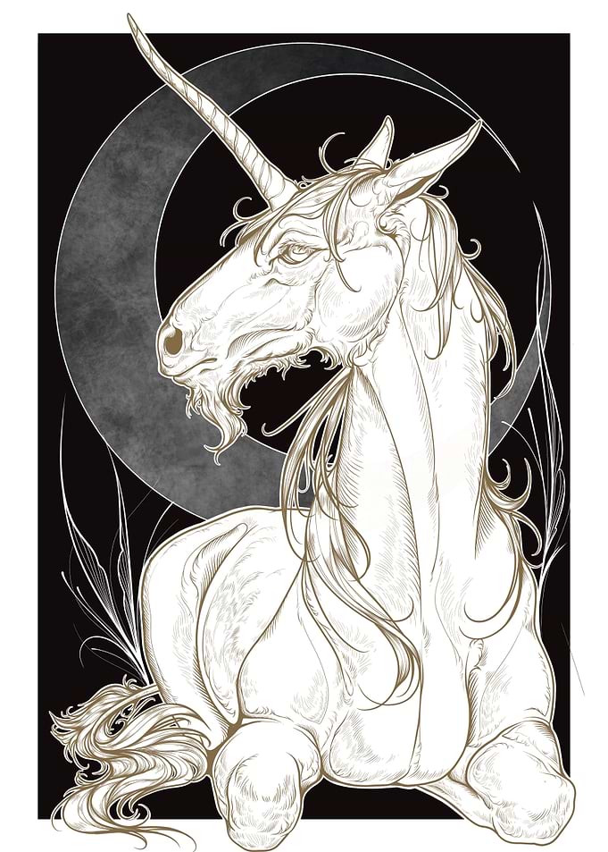 Gold Unicorn Illustration
