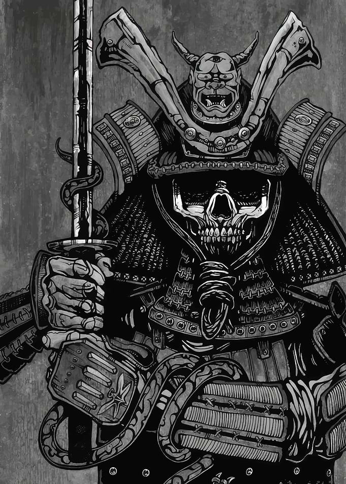 SKULL SAMURAI AND ONI ART