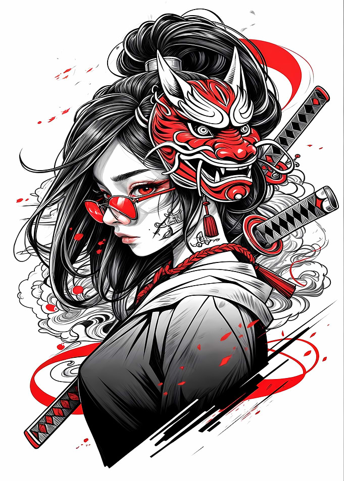 samurai girl wearing mask