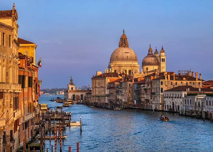 Venice At Sunset In Italy