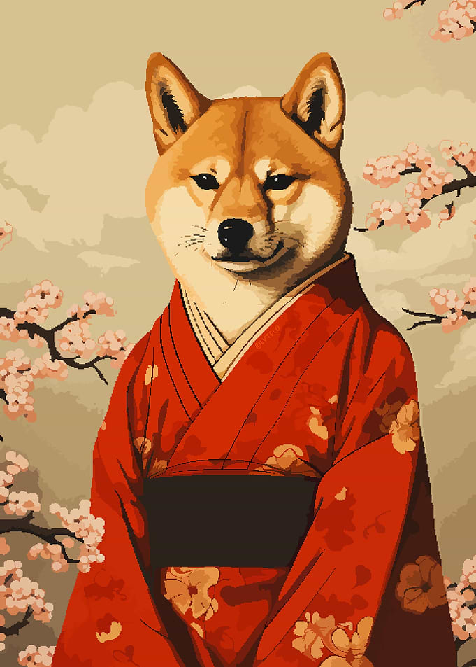 Shiba Inu Kimono Pixel Art