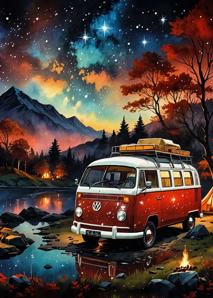 van on the beach