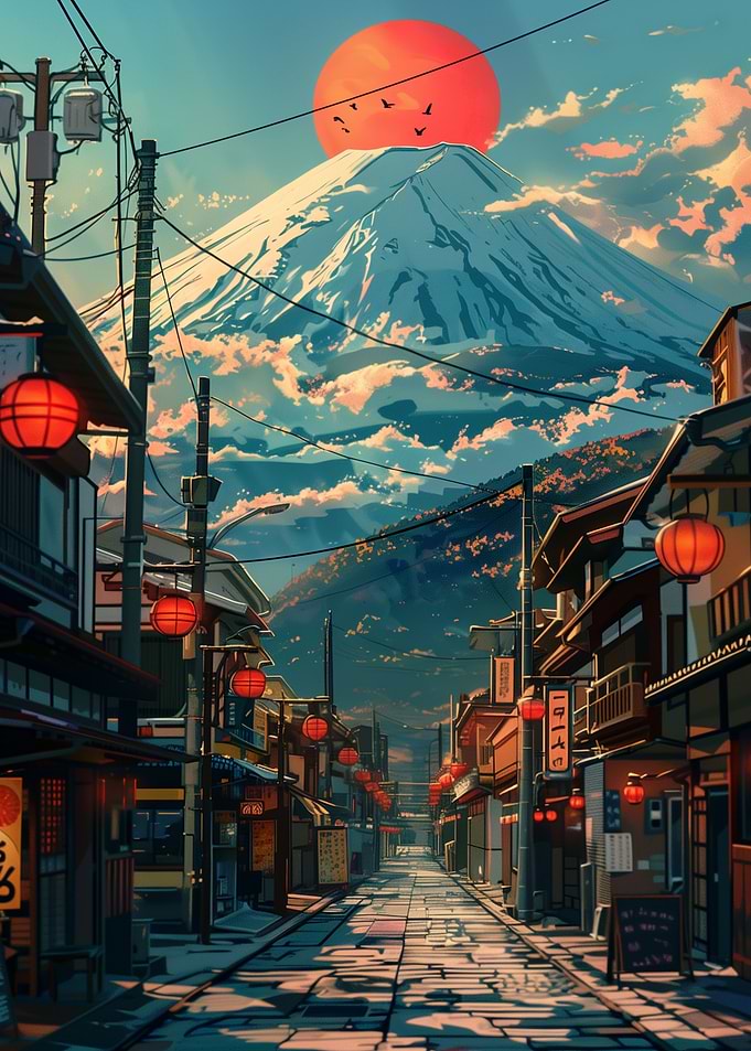 Retro Mount Fuji City