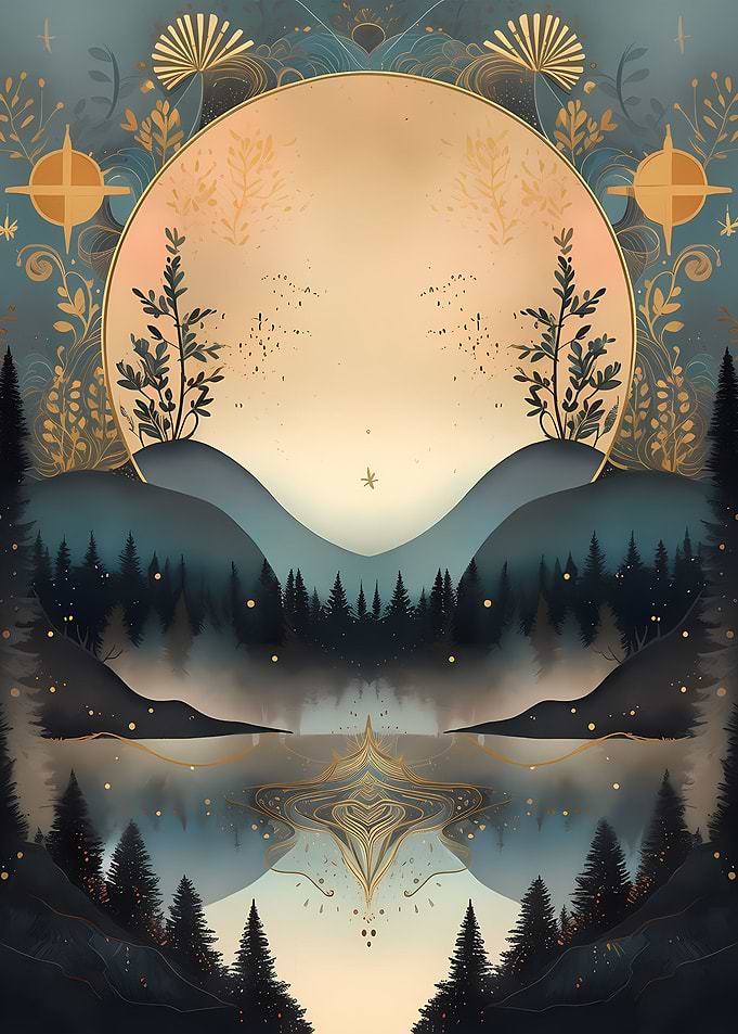 golden moon landscape